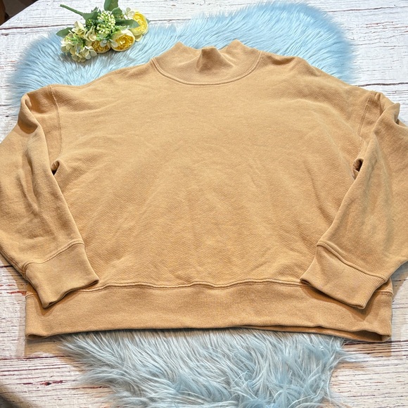 Re/Done Tan Mockneck Pullover Sweatshirt sz S - Picture 1 of 10